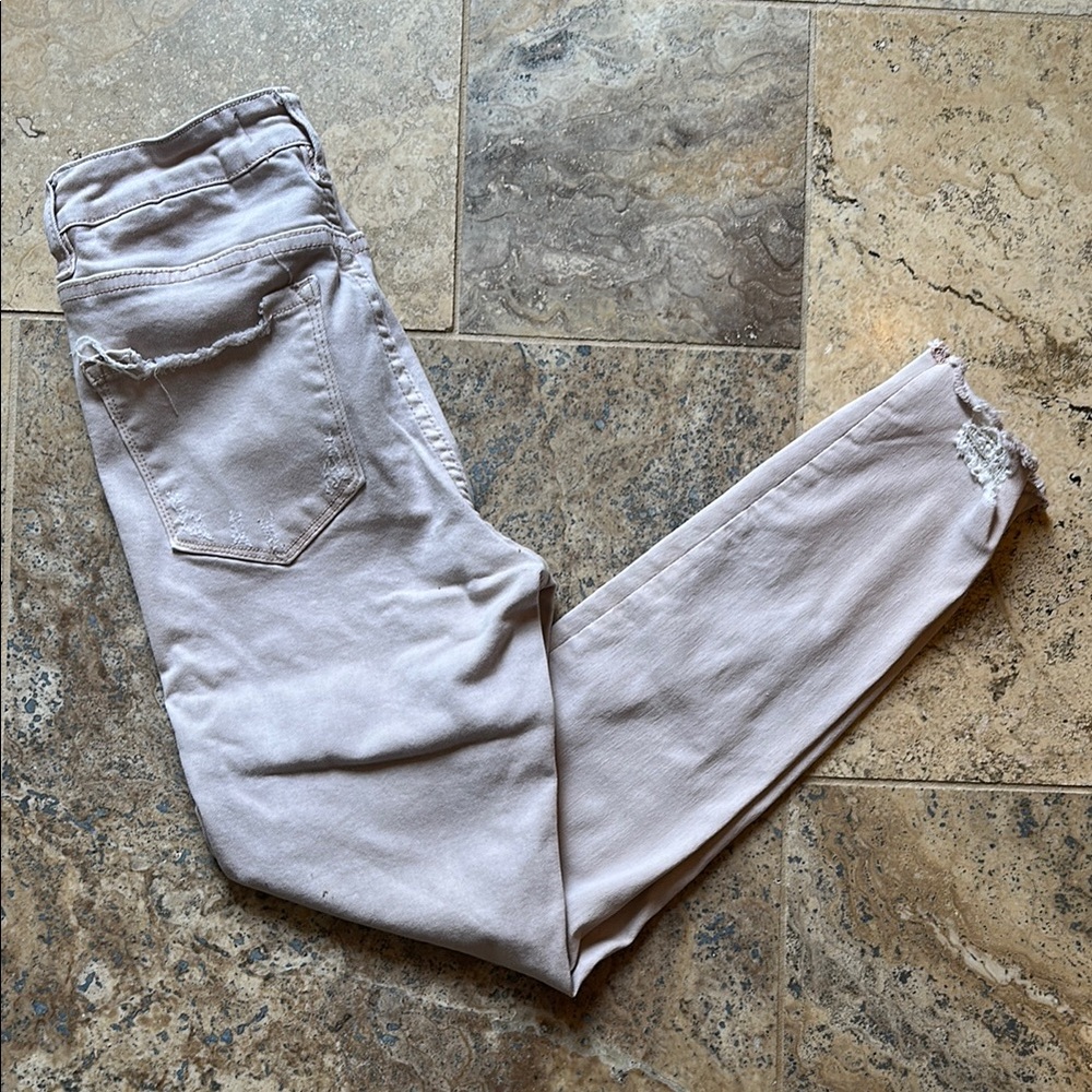 Women's Distressed Light Pink Stretchy Jeans